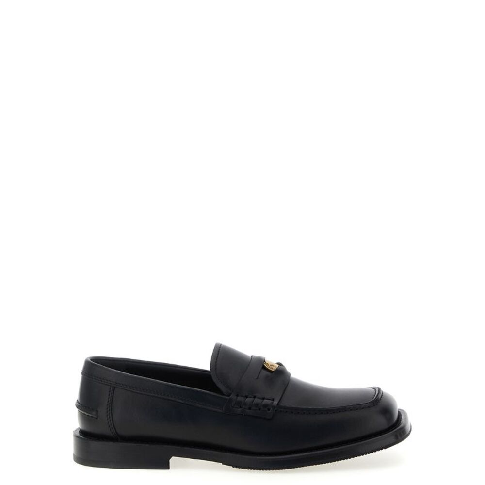 Moschino Black Velvet Leather Slip-On Men's Loafers